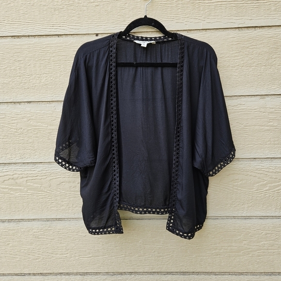 American Eagle lightweight short sleeve open front shrug cardigan black XS/S - Picture 1 of 4
